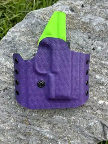 OWB pancake for the FN Reflex in basketweave purple front and basketweave zombie green back kydex