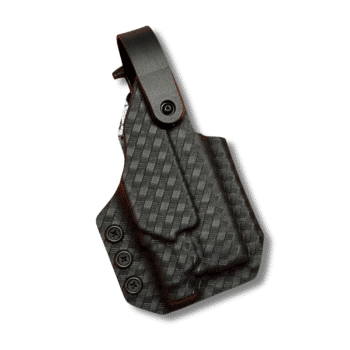 OWB taco for a Sig Sauer P365 AXG legion with a Streamlight TLR-7 Sub in basket weave black kydex