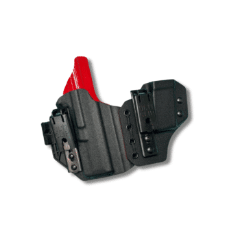 IWB sidecar for a Springfield Armory Hellcat Pro with black front and emt red kydex