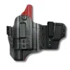 IWB sidecar for the Glock 19 w/ Olight PL Pro. In black carbon fiber kydex (front) blood red carbon fiber kydex (rear)